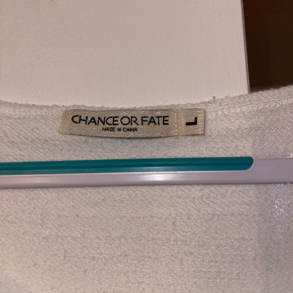 White off the shoulder sweatshirt with blue and purple tie-dye details - Picture 2 of 2